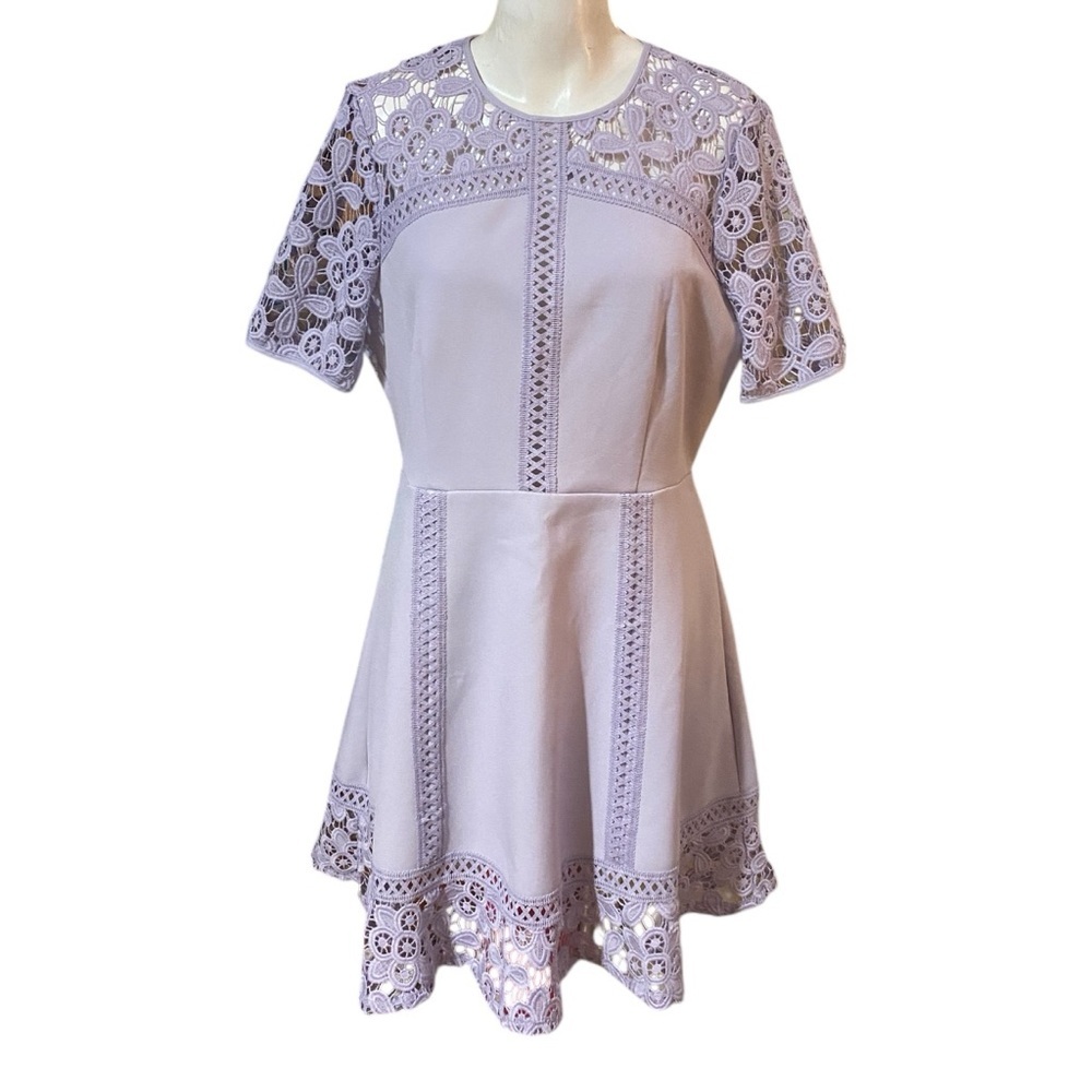 ASOS Lavender Lace Short Sleeve Crochet Dress Size 12